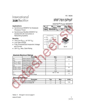 IRF7815TRPBF datasheet  